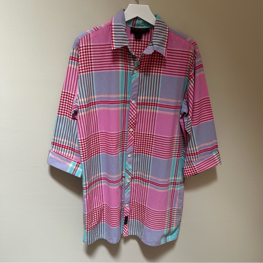 Ralph Lauren ~ Madras Plaid Cotton Shirt Dress in size Medium